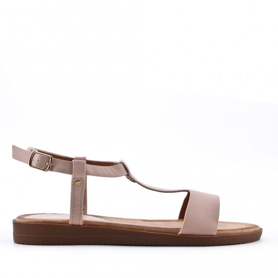 Flat sandals in a material mix for women