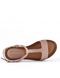 Flat sandals in a material mix for women