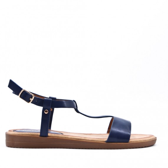 Flat sandals in a material mix for women