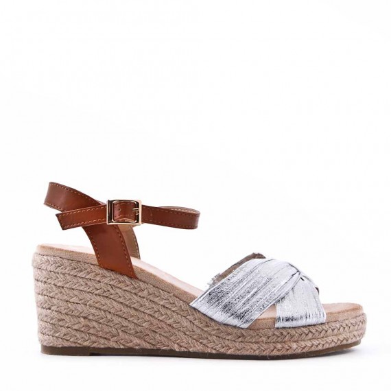 Sandal in mixed materials for women