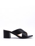 Faux leather mid-heel sandal