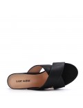 Faux leather mid-heel sandal