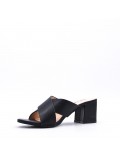 Faux leather mid-heel sandal