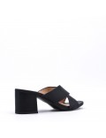 Faux leather mid-heel sandal