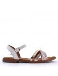 Flat sandals in a material mix for women