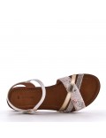 Flat sandals in a material mix for women