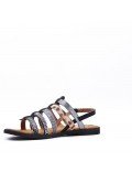 Flat sandals in a material mix for women