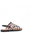 Flat sandals in a material mix for women