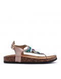 Mixed material wedge sandal