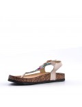 Mixed material wedge sandal