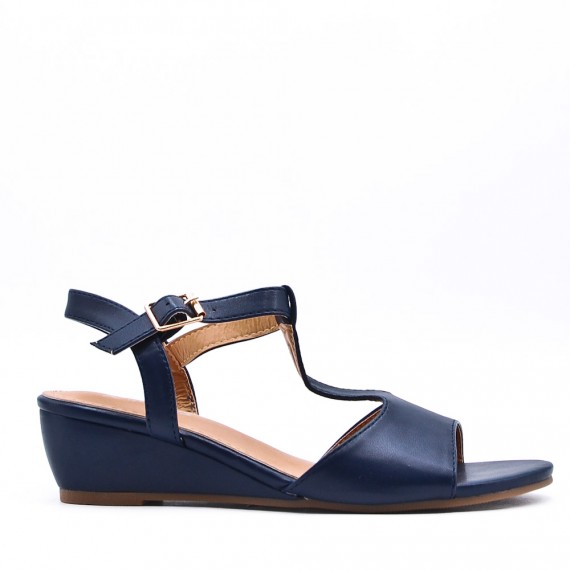 Women's faux leather wedge sandal