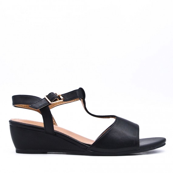 Women's faux leather wedge sandal