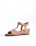 Women's faux leather wedge sandal