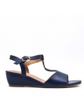 Women's faux leather wedge sandal