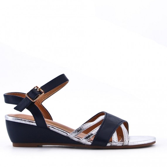 Women's faux leather wedge sandal