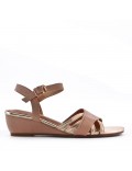 Women's faux leather wedge sandal