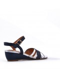 Women's faux leather wedge sandal