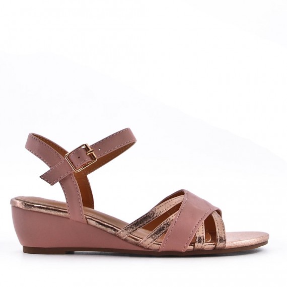 Women's faux leather wedge sandal