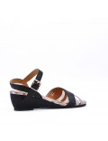 Women's faux leather wedge sandal