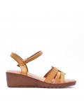 Faux leather wedge sandal