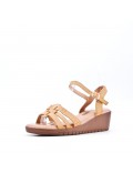 Faux leather wedge sandal