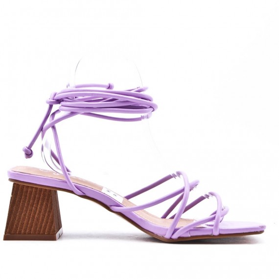 Faux leather heeled sandal