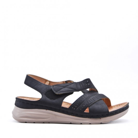 Faux leather wedge sandal