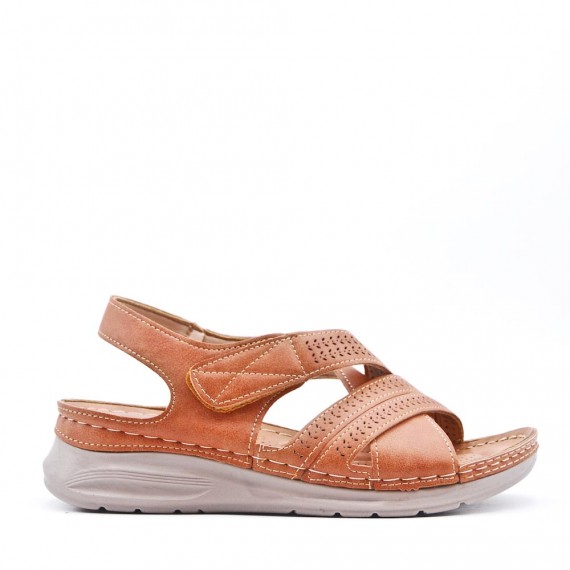 Faux leather wedge sandal