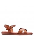 Flat sandals in a material mix for women