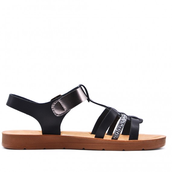 Flat sandals in faux leather for women