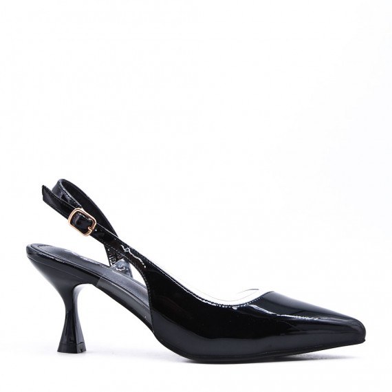 Medium heel pumps in faux leather for women