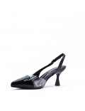 Medium heel pumps in faux leather for women