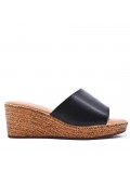 Faux leather wedge sandal