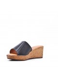 Faux leather wedge sandal