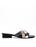 Low-heel sandal in mixed materials for women