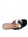 Low-heel sandal in mixed materials for women