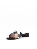 Low-heel sandal in mixed materials for women