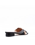 Low-heel sandal in mixed materials for women