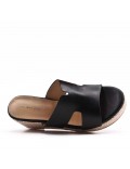 Mixed material wedge sandal