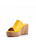 Mixed material wedge sandal