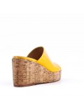 Mixed material wedge sandal