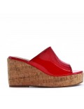 Mixed material wedge sandal