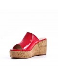 Mixed material wedge sandal