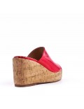 Mixed material wedge sandal