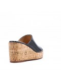 Mixed material wedge sandal