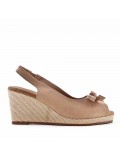 Mixed material wedge sandal