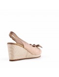 Mixed material wedge sandal