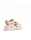 Mixed material wedge sandal