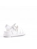 Mixed material wedge sandal