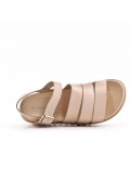 Mixed material wedge sandal